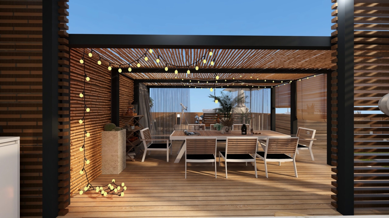 Pergola wbudowana w bryłę domu - kiedy należy uwzględnić ją już na etapie projektu budynku?